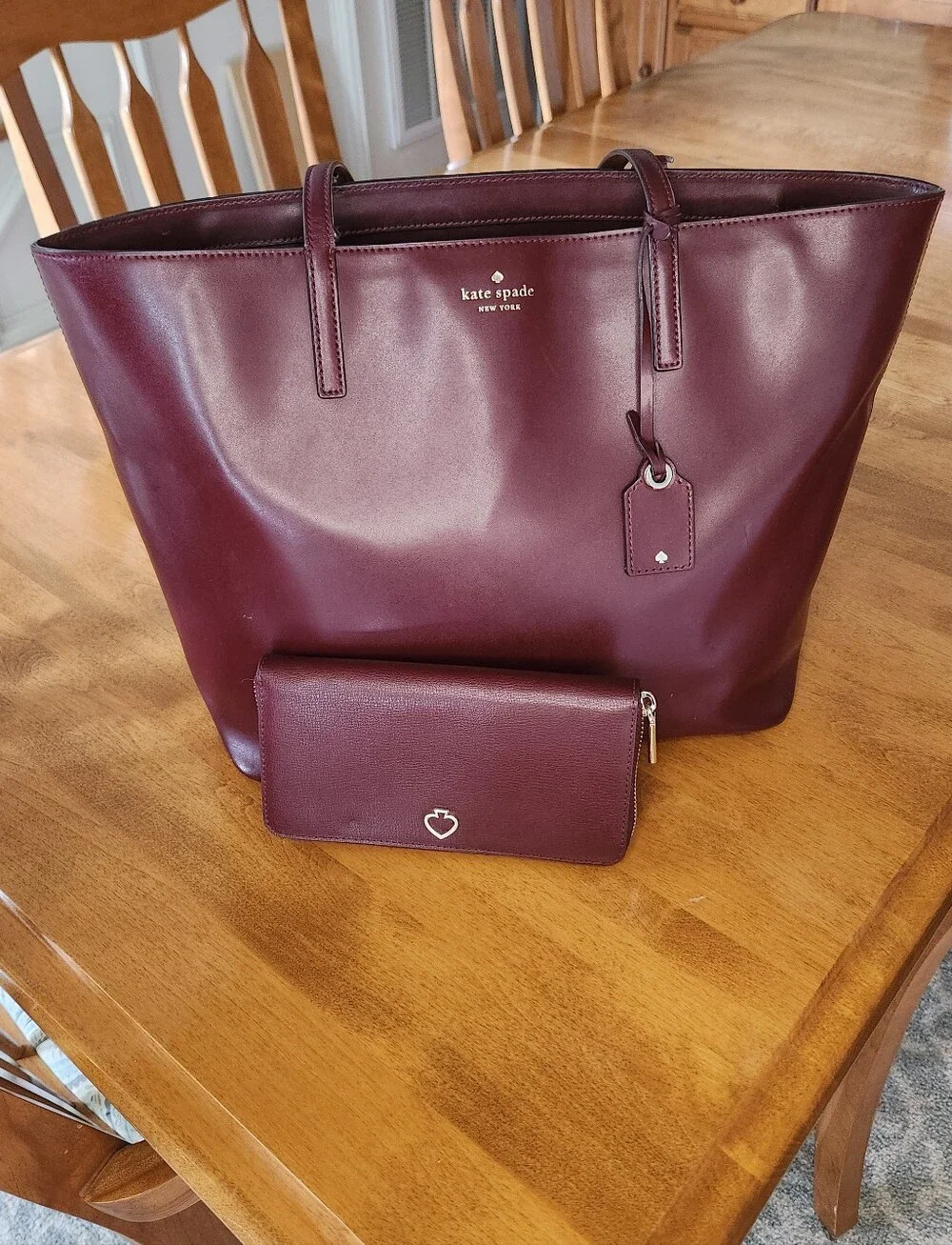 kate spade New York  Zip-Around Wallet In Cherrywood Burgundy